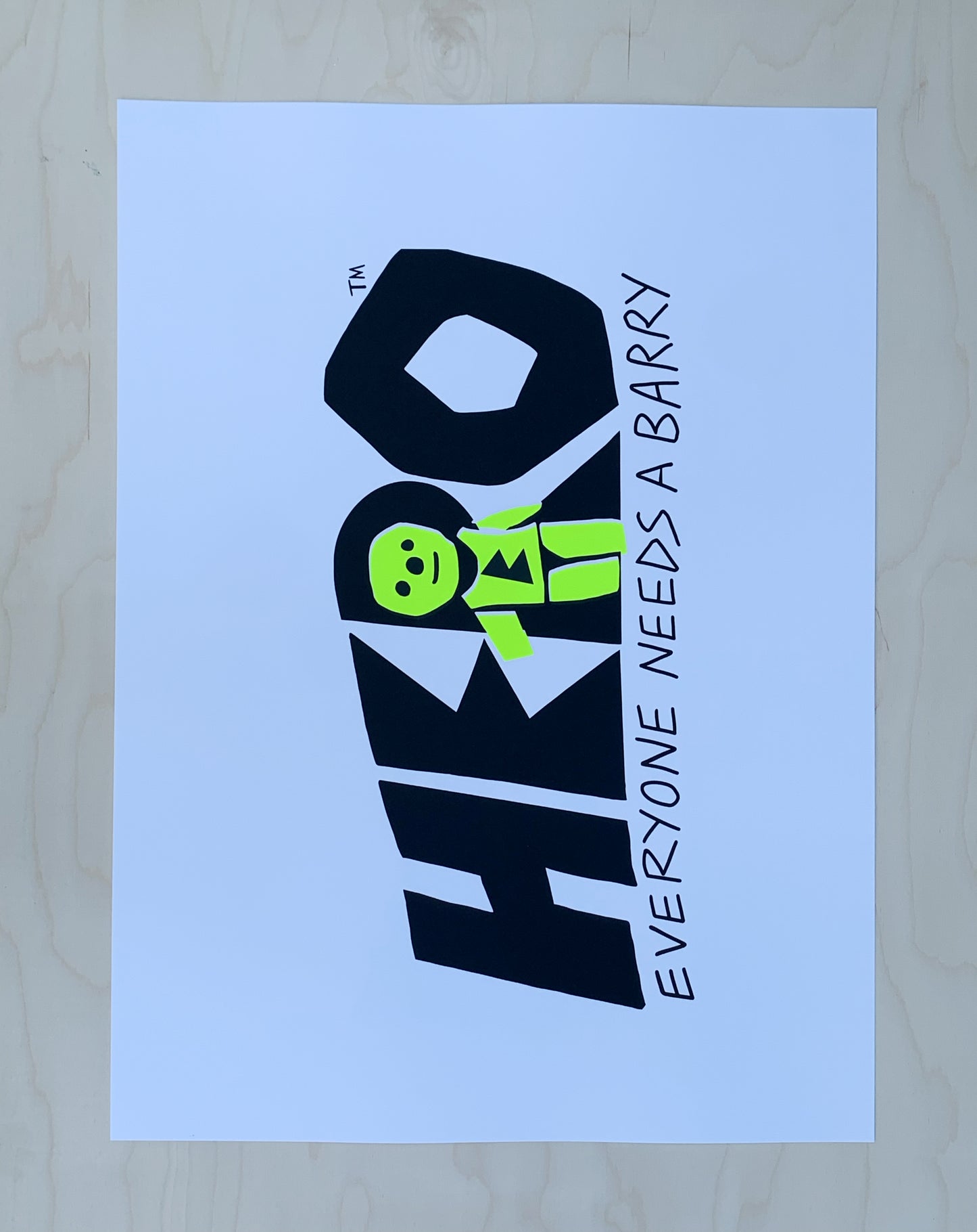 Everyone Needs a Barry fluorescent green and black screen print by ZeTrunk