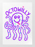 OctoWilly funny A3 screen print of a smiling octopus with suggestive tentacles